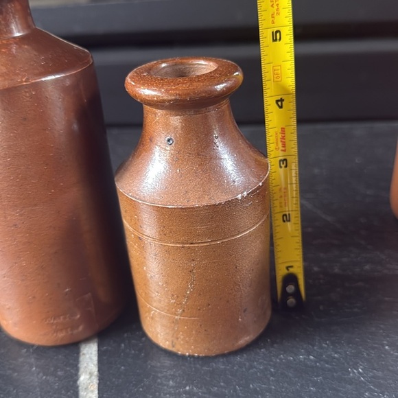 Stoneware Ink Antique English Stoneware Pinch Bottles Bud Vase Shelf Decor - Picture 9 of 15